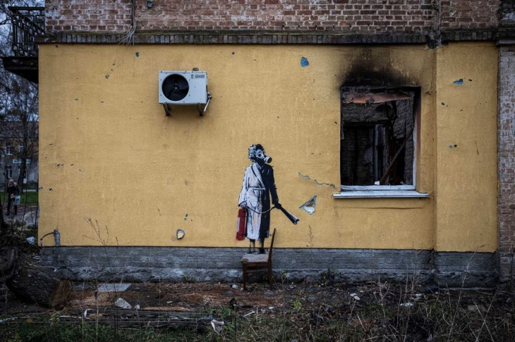 Британският графити артист Банкси потвърди че е в Украйна и